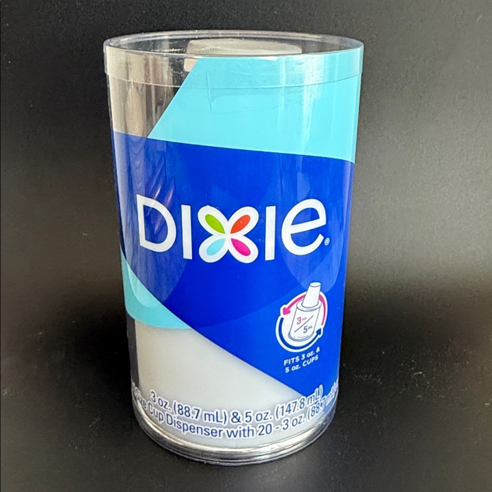 Dixie Disposable Cup Dispenser w/20-3oz Cups Kitchen Bathroom Camping Refillable